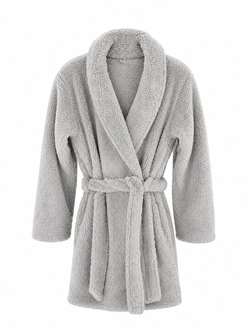 Victoria’s Secret Plush Sherpa Fleece XS/S Light Gray Cozy Belted Lounge Robe